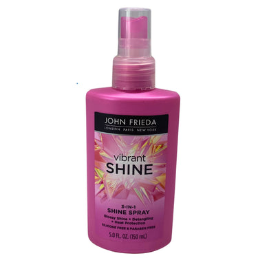 John Frieda Vibrant Shine Spray 3 en 1 Brillo brillante + Desenredante + Protección contra el calor Libre de silicona y parabenos 5.0 FL OZ (Lote de 50 piezas)